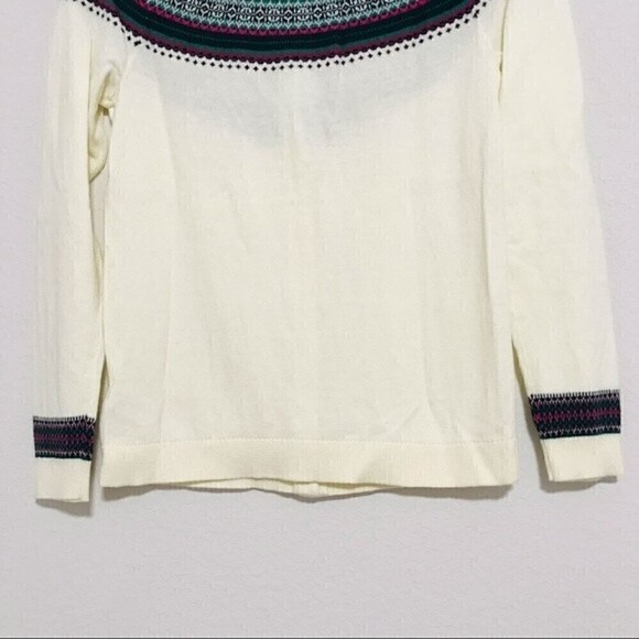 New! Talbots Fair Isle Trim Cardigan Cotton Cashmere Petite Sweater - Picture 8 of 12